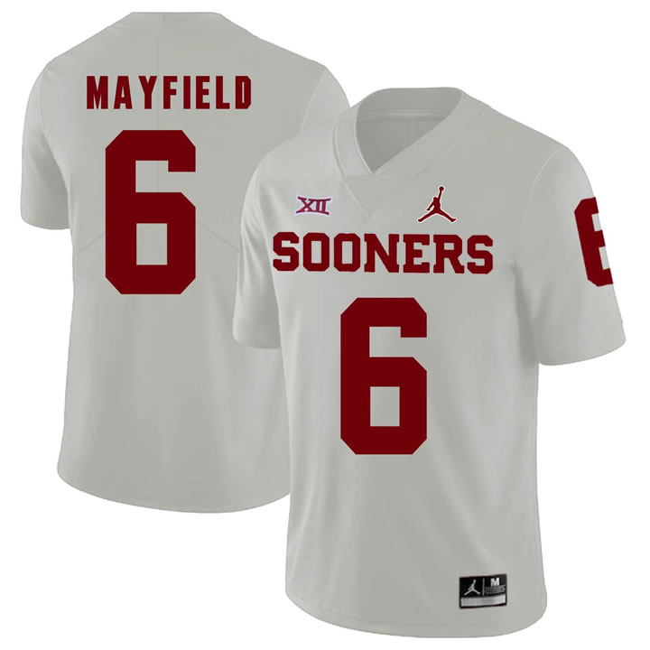 Oklahoma Sooners 6 Baker Mayfield White College Football Jersey Dzhi,We sell and wholesale Oklahoma Sooners 6 Baker Mayfield White College Football Jersey Dzhi on line form chian!